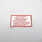 Bml1009 Label Warning Neg. Earth (Red) Part