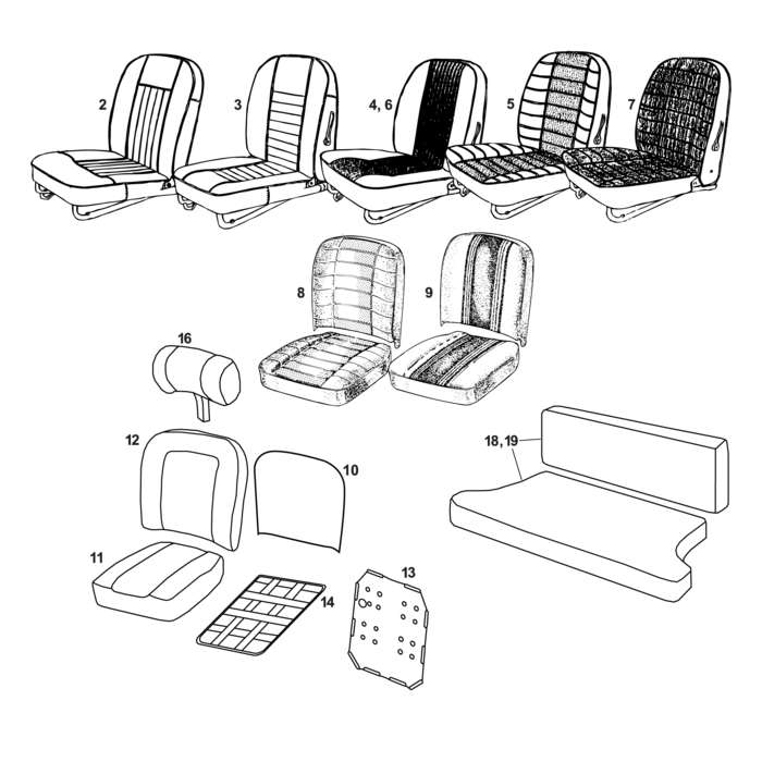 MGB Seats, Covers & Fixings MGOC