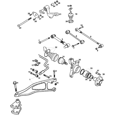 Rear Arms, Hubs & Roll Bar - MGTF