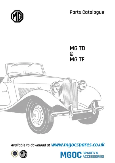MGTD and TF parts catalogue - PDF Only