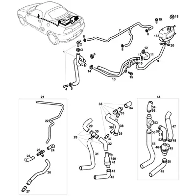 View all Engine Bay Coolant Hoses, PR Thermostat & Expansion Tank