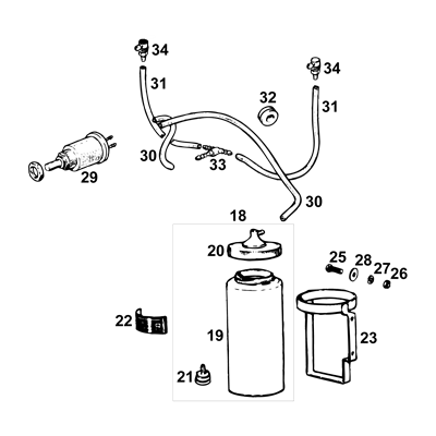 Washer Bottle, Brackets & Jets